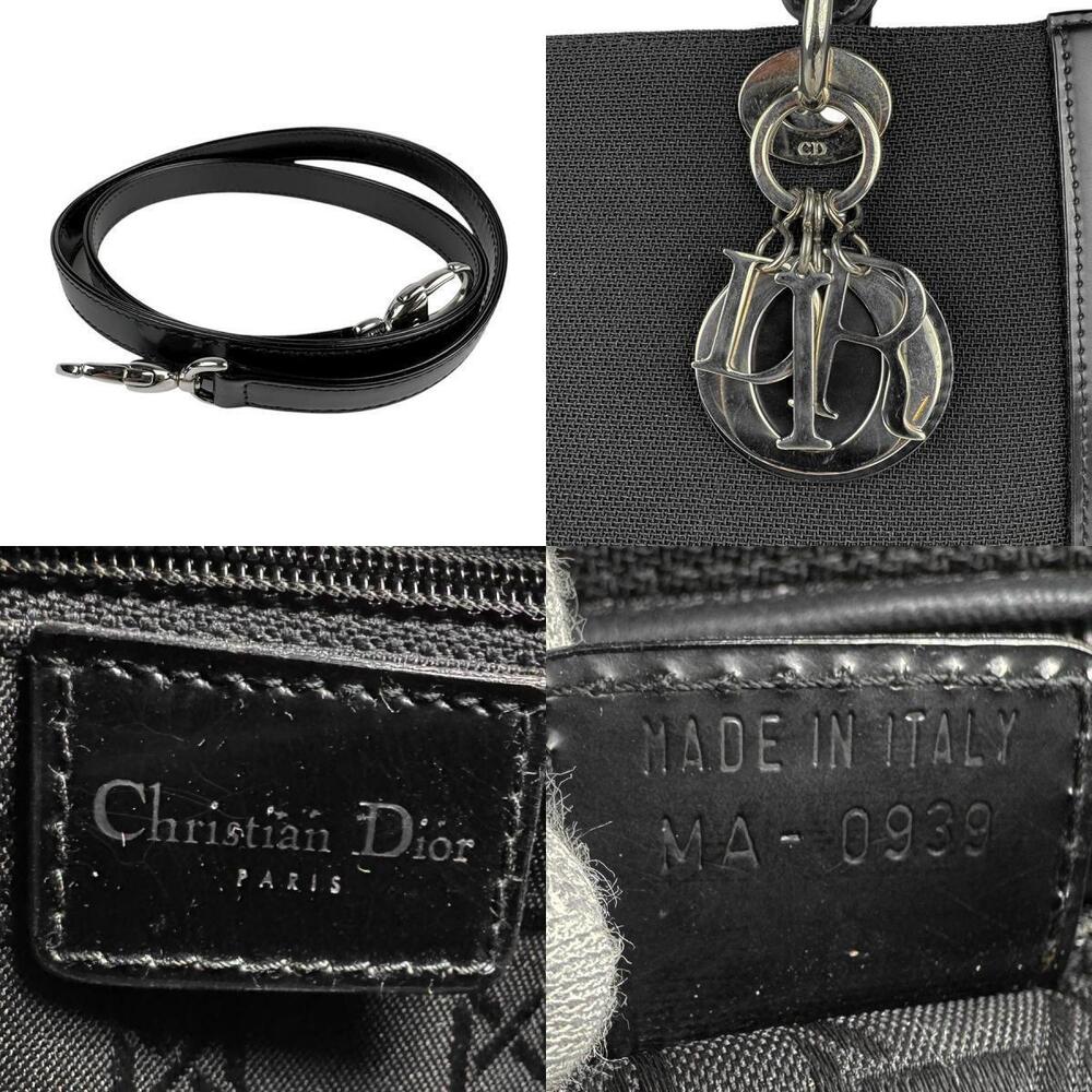 Dior leather Shoulder canvas Lady silver Bag Christian  black 2way Silver Black - Picture 5 of 5